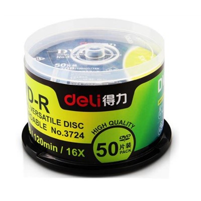 得力（deli）3724 光盘库 空白光盘 DVD刻录光盘车载MP3刻录碟 50片/盒 