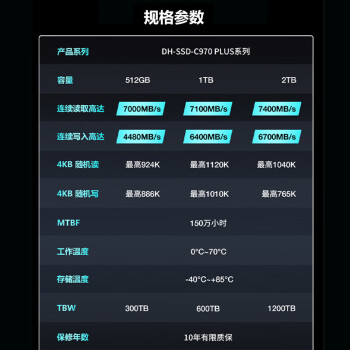大华/Dahua  TECHNOLOGYC970 移动硬盘  1TB 国产 SSD固态硬盘 M.2接口读速7000  512G